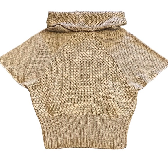 Camel /tan acrylic wool blend shorts sleeved sweater/ vest with cowl nec… - Picture 5 of 9